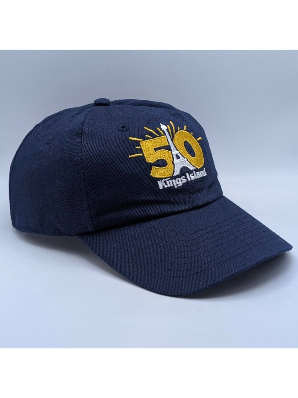 Kings Island 50th Anniversary Amusement Park Hat Cap Ohio Navy Blue Strap Back